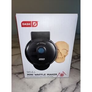 NEW Dash Skull Mini Waffle Maker 4" Pancake Goth Gothcore Halloween Kitchen NIB